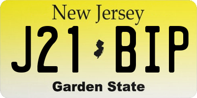 NJ license plate J21BIP
