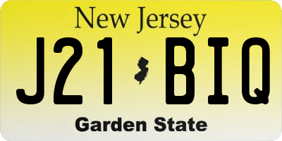 NJ license plate J21BIQ