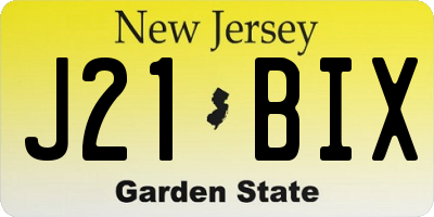 NJ license plate J21BIX