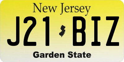 NJ license plate J21BIZ