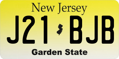 NJ license plate J21BJB