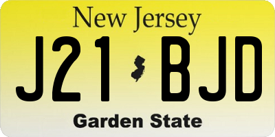 NJ license plate J21BJD