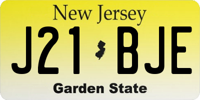 NJ license plate J21BJE
