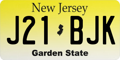 NJ license plate J21BJK