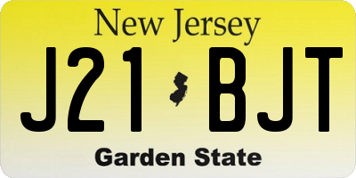 NJ license plate J21BJT