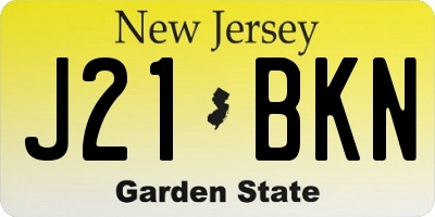 NJ license plate J21BKN