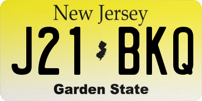 NJ license plate J21BKQ