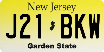 NJ license plate J21BKW