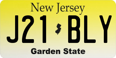 NJ license plate J21BLY