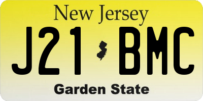 NJ license plate J21BMC