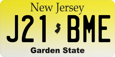 NJ license plate J21BME