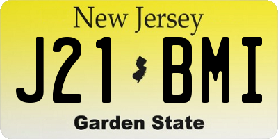 NJ license plate J21BMI