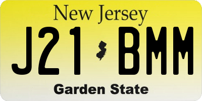 NJ license plate J21BMM