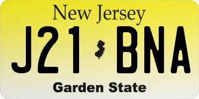 NJ license plate J21BNA