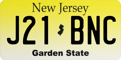 NJ license plate J21BNC