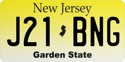 NJ license plate J21BNG