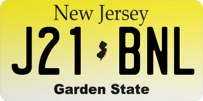 NJ license plate J21BNL