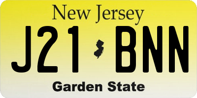 NJ license plate J21BNN