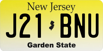 NJ license plate J21BNU