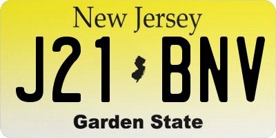 NJ license plate J21BNV
