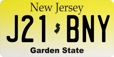 NJ license plate J21BNY