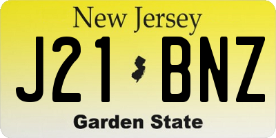 NJ license plate J21BNZ