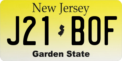 NJ license plate J21BOF