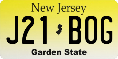 NJ license plate J21BOG