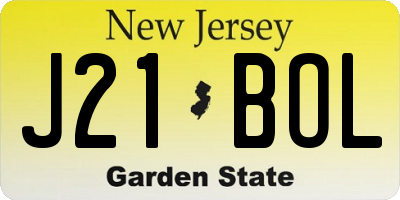NJ license plate J21BOL