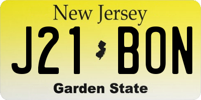 NJ license plate J21BON