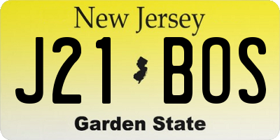 NJ license plate J21BOS