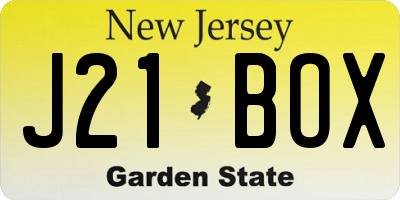 NJ license plate J21BOX