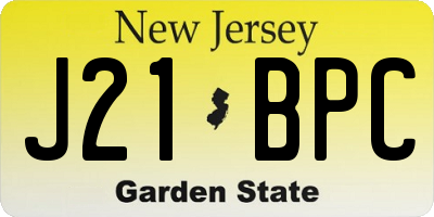 NJ license plate J21BPC