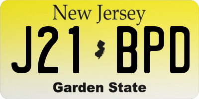 NJ license plate J21BPD