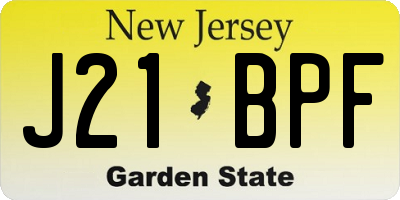 NJ license plate J21BPF