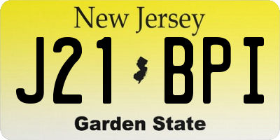 NJ license plate J21BPI