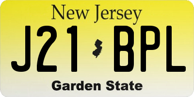 NJ license plate J21BPL