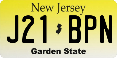 NJ license plate J21BPN