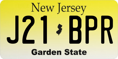 NJ license plate J21BPR