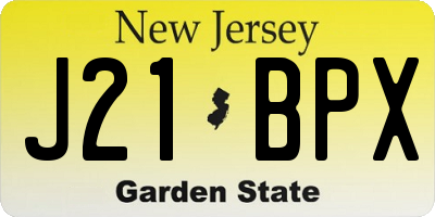 NJ license plate J21BPX