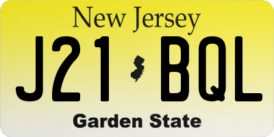 NJ license plate J21BQL