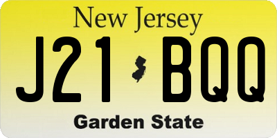 NJ license plate J21BQQ