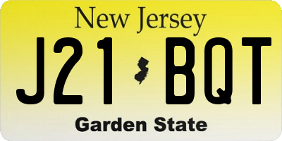 NJ license plate J21BQT