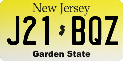 NJ license plate J21BQZ