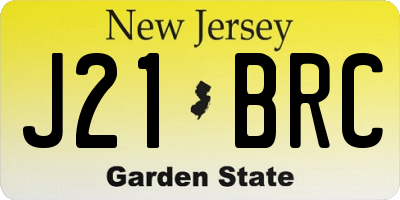 NJ license plate J21BRC