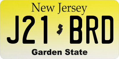 NJ license plate J21BRD