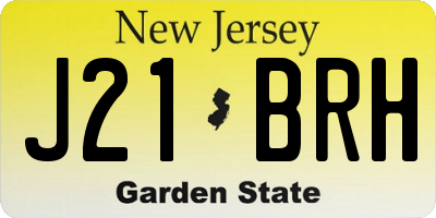 NJ license plate J21BRH