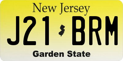 NJ license plate J21BRM