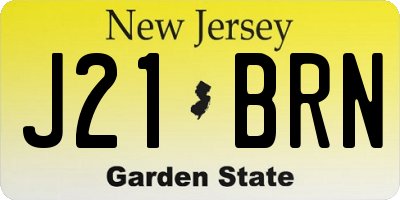 NJ license plate J21BRN
