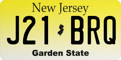 NJ license plate J21BRQ